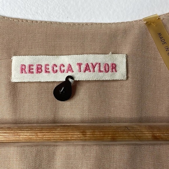 Rebecca Taylor Tan Eyelet Embroidered Casual Dress size 4 - Picture 7 of 8